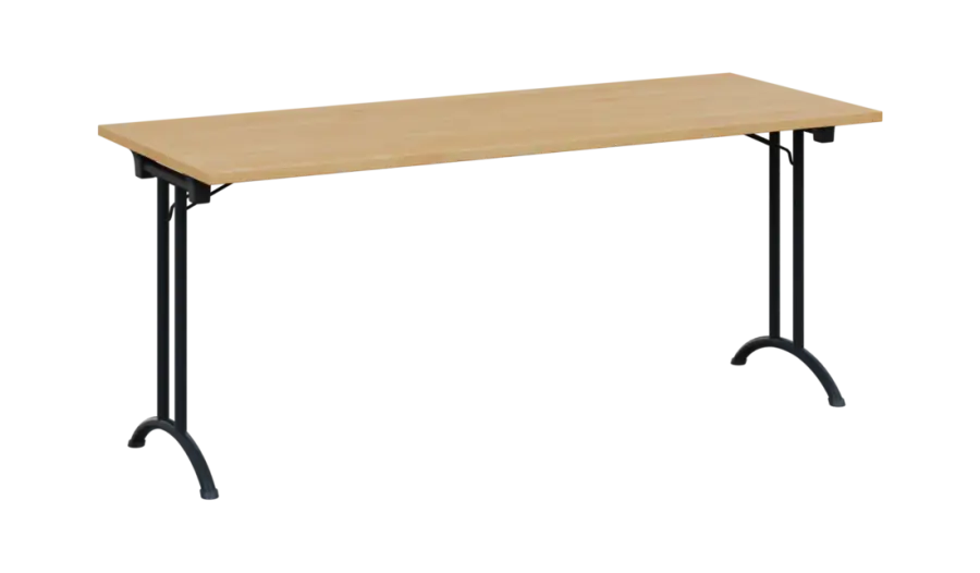 SLA 180 lak skládací jednací stůl 1800x700, deska 25 mm, podnož černý lak, deska javor horský